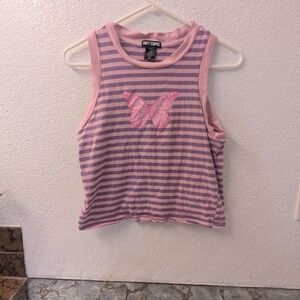 Hot Topic Pink Striped Woman's Tank Top
